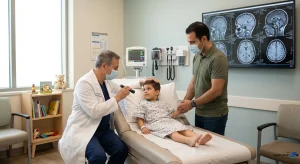 معاینه کودک توسط پزشک